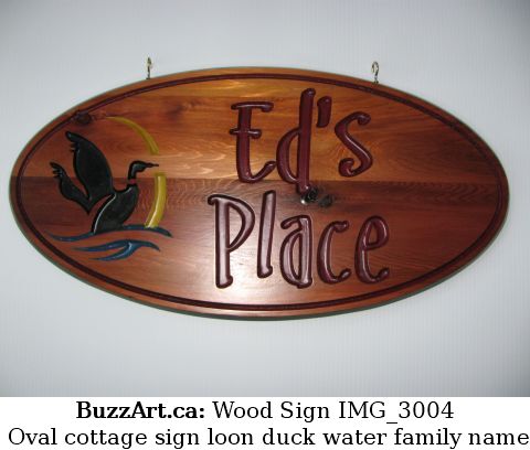 Oval cottage sign loon duck water family name